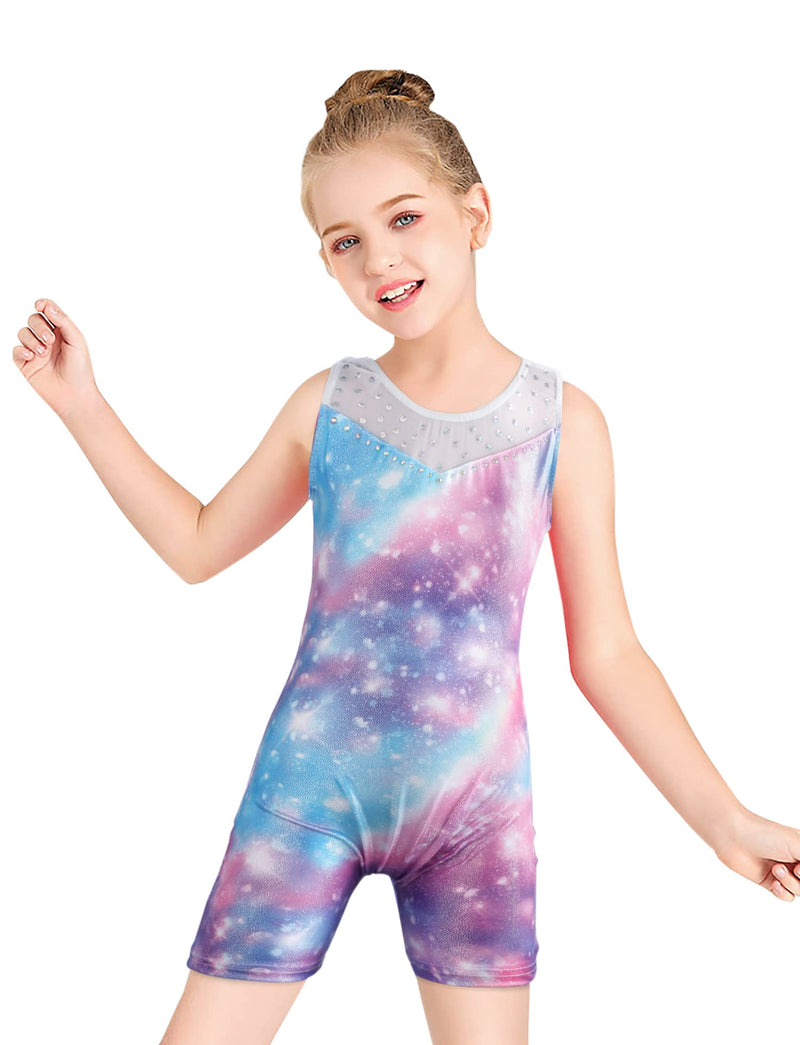 Leotards for Girls Gymnastics Unicorn Athletic Dance Wear Shiny Rainbow Blue Hotpink Rainbow Galaxy 7-8 Years - BeesActive Australia