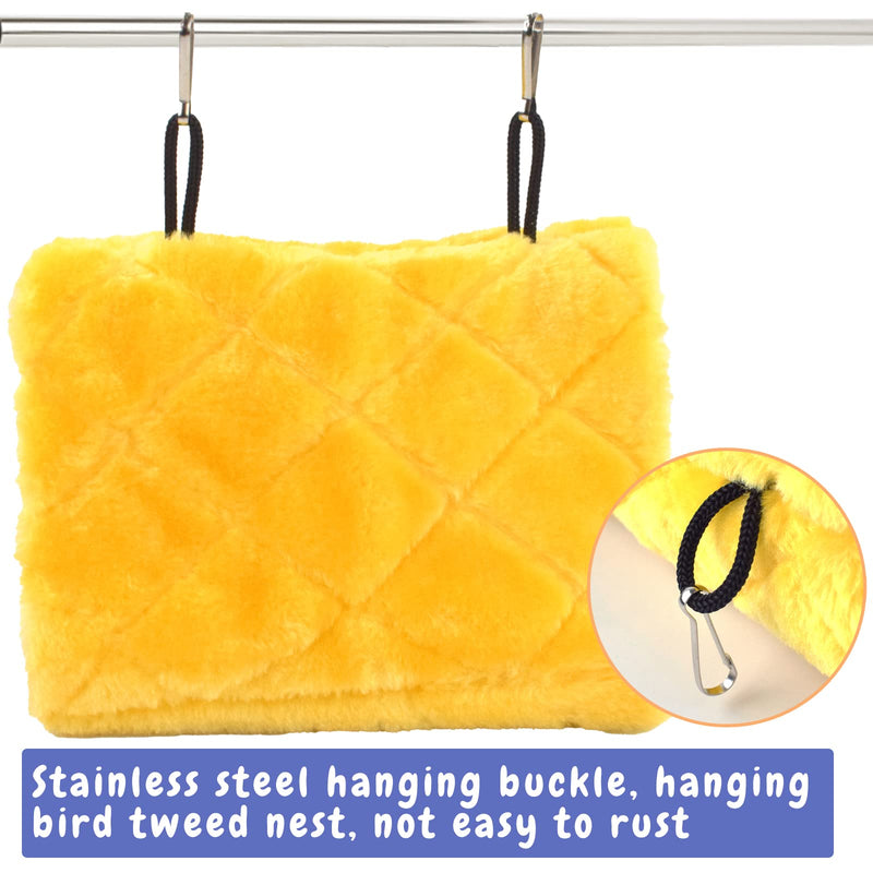 Pesp® Plush Pet Bird Hut Nest Hammock Hanging Cage Warm Nest Happy Snuggle Cave Tent (Yellow(Medium)) Medium Yellow - BeesActive Australia