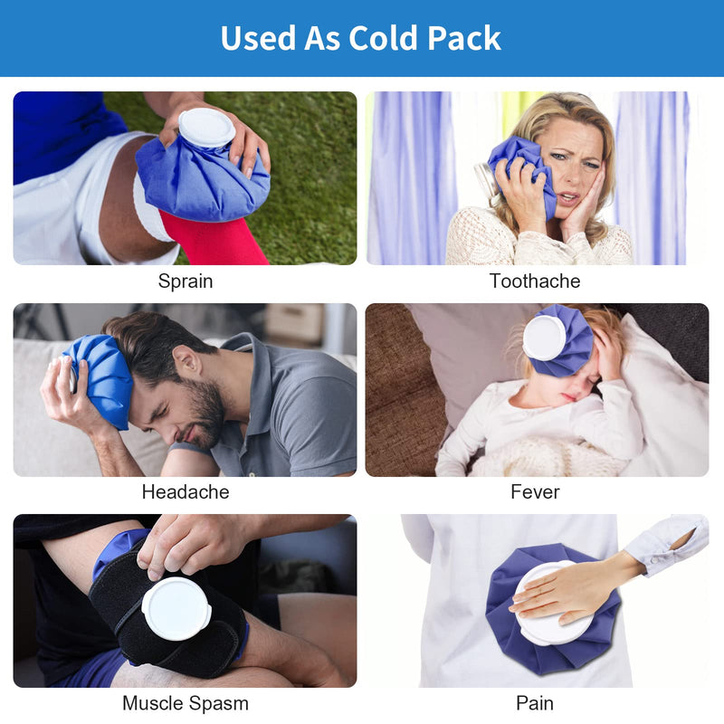 Ice Bag for Injuries, 4-Pack Reusable Ice Cold Pack, Hot & Cold Therapy Packs for Sports Injury and Pain Relief with Elastic Breathable Support Wrap, 3 Sizes (6"/9"/11") First Aid Ice Packs, Dark Blue - BeesActive Australia