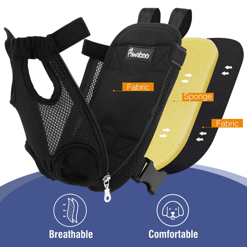 Pawaboo Pet Carrier Backpack, Adjustable Pet Front Cat Dog Carrier Backpack Travel Bag, Legs Out, Easy-Fit for Traveling Hiking Camping for Small Medium Dogs Cats Puppies Medium (Pack of 1) A-Black - BeesActive Australia