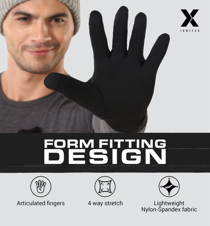 Running Glove Liners - Thermal Winter Gloves for Men & Women - Thin & Lightweight Cold Weather Gloves for Cycling & Driving Medium-Large - BeesActive Australia