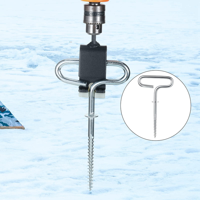 Hotop Ice Fishing Shelter Anchor Ice Shanty Anchor Outdoor Camping Tent Threaded Tent Peg Winter 235 Carbon Steel Ice Shelter Tent Accessories for Ice Fishing Winter Fishing Tent Accessories 2 - BeesActive Australia