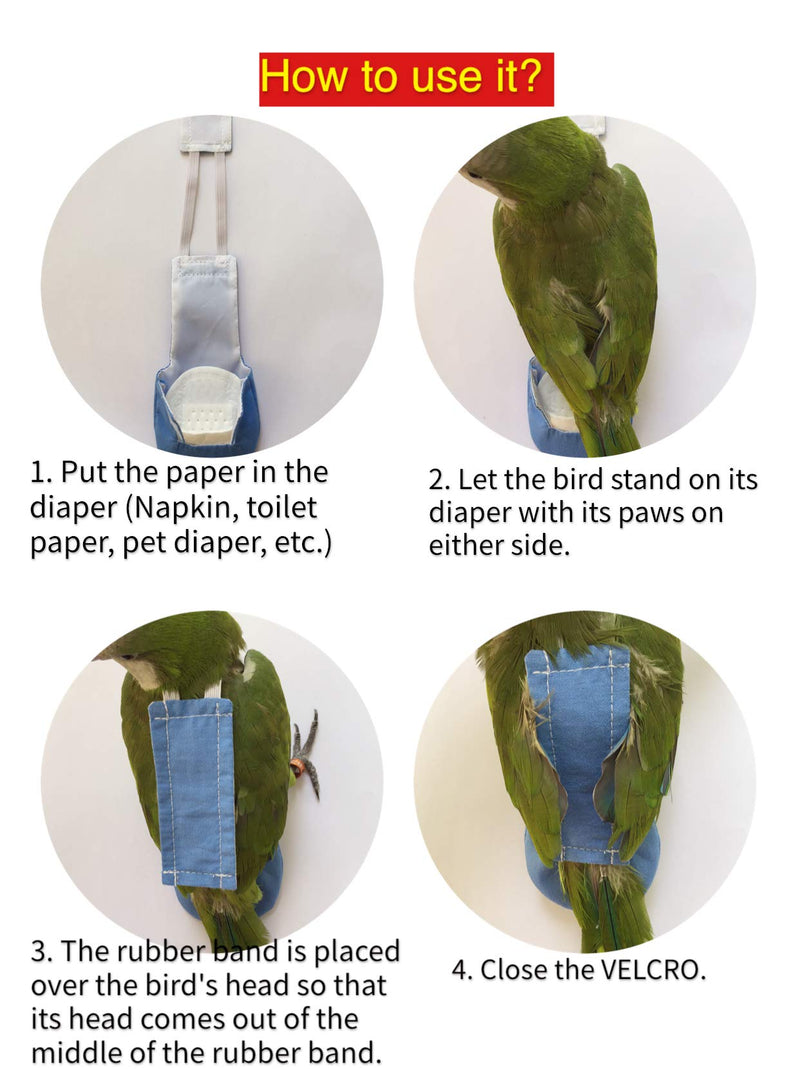 HEZHUO Bird Clothes Parrot Diapers Bird Flight Suits, Reusable Waterproof Diapers pet Bird Supplies L - BeesActive Australia