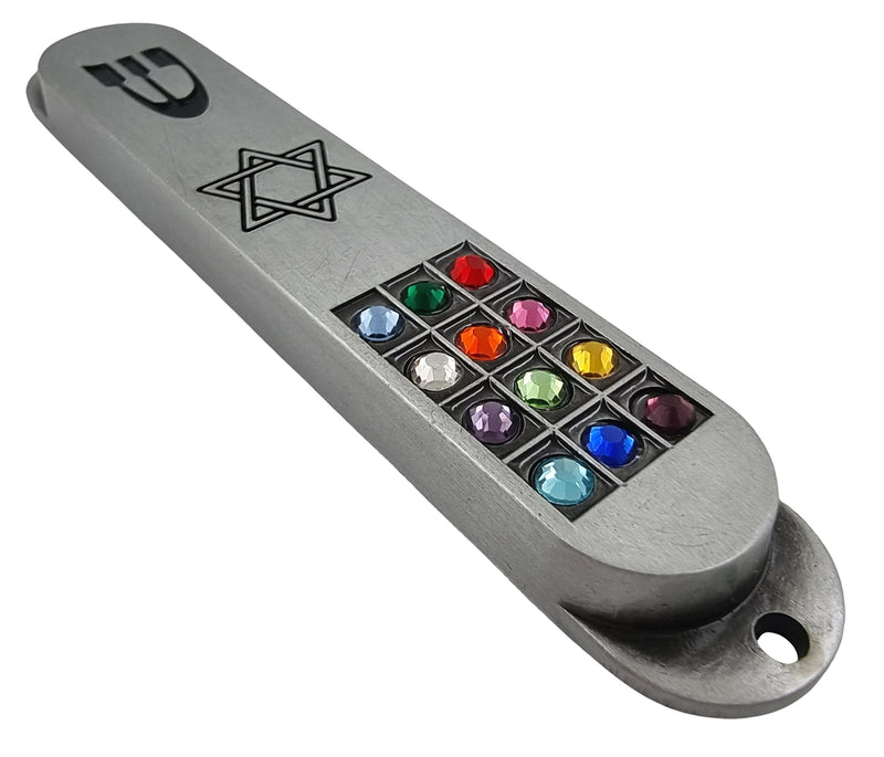 TALISMAN4U Pewter MEZUZAH Case with Scroll 12 Tribes of Israel Hoshen Design Jewish Star of David Judaica Door Mezuza 3.5 Inch - BeesActive Australia