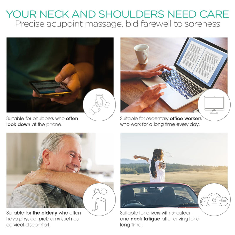 VOYOR Handheld Neck Massager with Dual Trigger Points, Deep Tissue Shiatsu for Muscle Pain Relief, Ergonomic Handle, Portable for Home & Office MS110 - BeesActive Australia