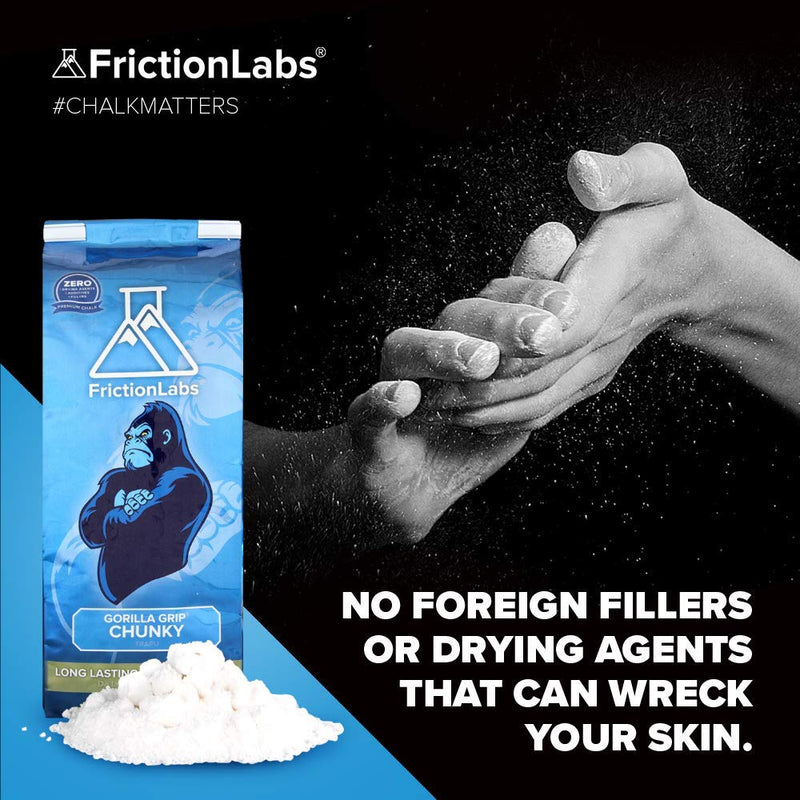 Friction Labs Premium Sports Chalk for Rock Climbing, Weight Lifting, Gymnastics, Tennis & More - Long Lasting Grip, Healthier Skin, Better Overall Performance - Endorsed by 100+ Pro Athletes 1 oz Chunky Texture - Gorilla Grip - BeesActive Australia
