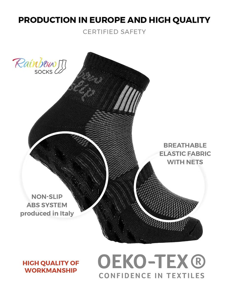 Rainbow Socks Women Men Cotton Non Slip Grip ABS Sport Socks 36-38 2 X Black - BeesActive Australia