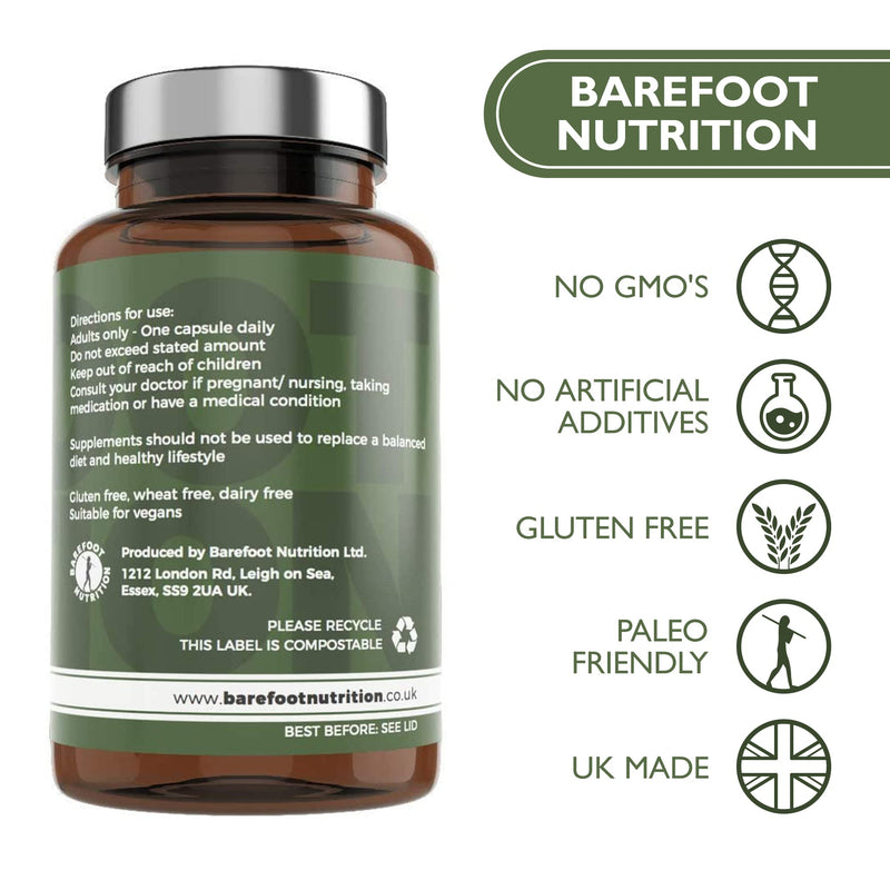 Barefoot Nutrition - B12 Complete, High Strength Supplement, Methylated B 12 (1000�g) - with Cofactors Methyl folate (400�g) & D-Biotin (400�g) - 60 x 1 A Day Vegan-Friendly Capsules - BeesActive Australia
