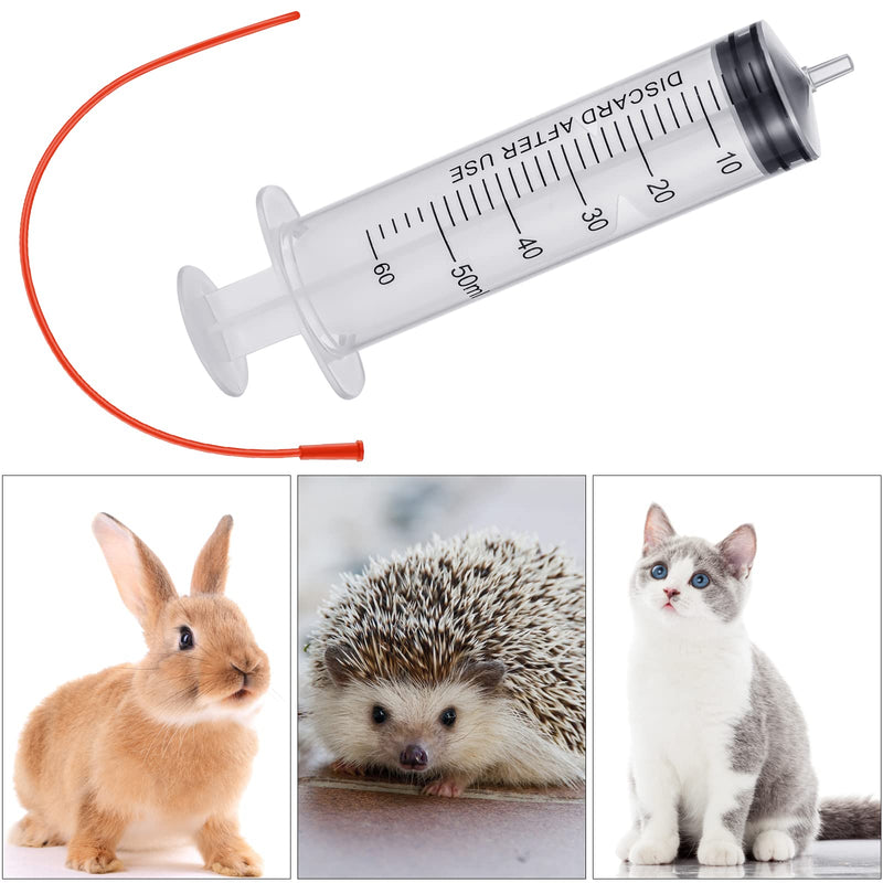 3 Sets Puppy Kitten Feeding Tube Kit, 3 Pcs 60 ml Clear Plastic Goat Syringe 3 Pcs 14 FR Red Rubber Feeding Tube, Feeding Syringe Feeding Tube Supplies for Lamb Goat Animals - BeesActive Australia