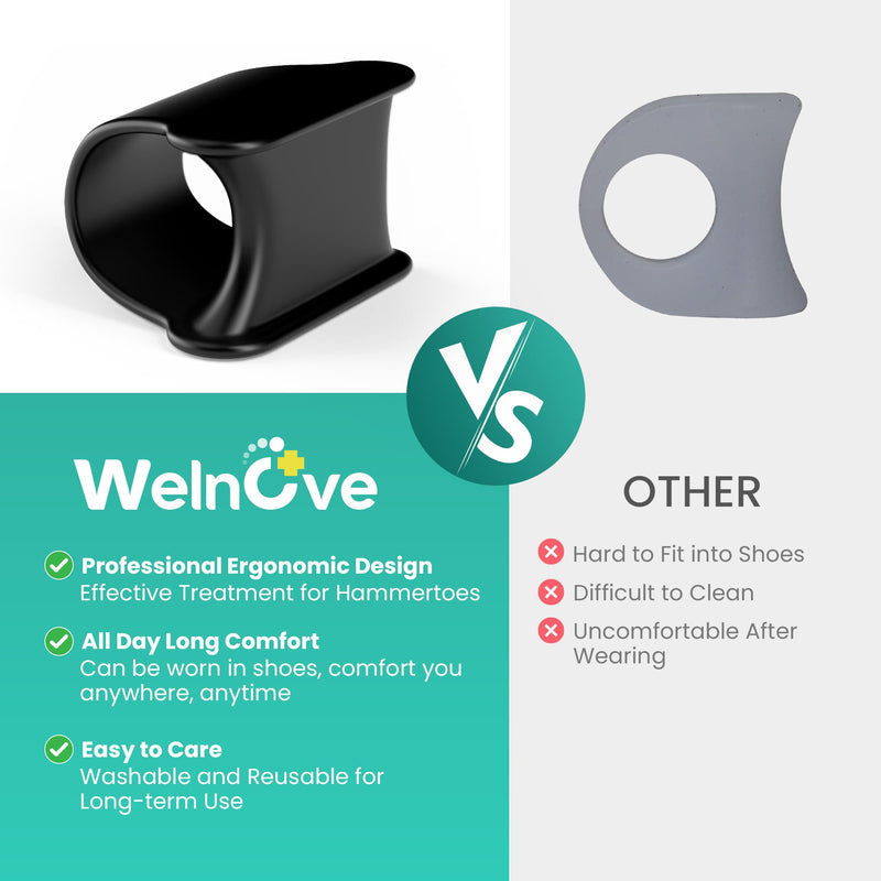 Welnove Toe Separator, Toe Spacer for Women, Bunion Protector for women,Protector for Toe, 6 Count, 3 Size, Black - BeesActive Australia