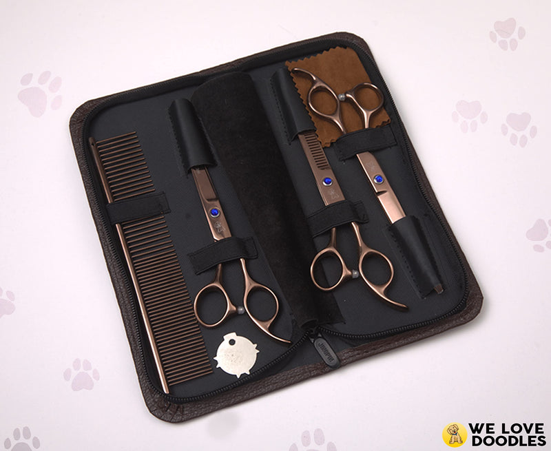 We Love Doodles Dog Grooming Scissors Kit - Dog Grooming Shears - Curved Dog Grooming Scissors - Thinning Scissors For Dogs - Best Grooming Scissors For Goldendoodles - BeesActive Australia