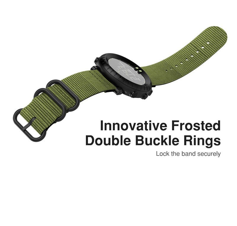 MoKo Band Compatible with Suunto Core, Fine Woven Nylon Adjustable Replacement Wriststrap Band with Double Buckle Ring for Suunto Core Smart Watch - Army Green - BeesActive Australia