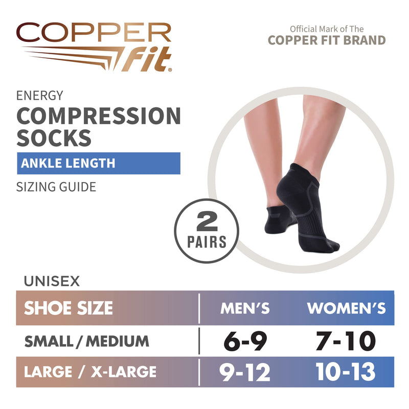 Copper Fit unisex-adult Ankle Length Black Small-Medium - BeesActive Australia