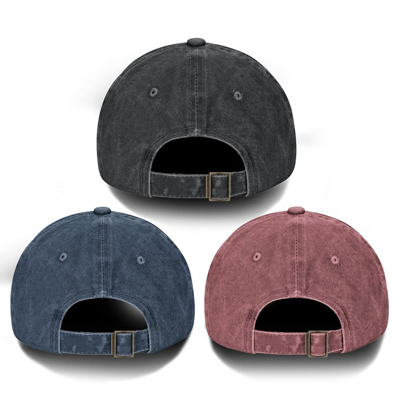 OAKFARM Baseball Cap Mens Hats for Women Distressed Washed Denim Vintage Ball Caps Summer Sun Dad Hat Unisex Adjustable 3 Pack - BeesActive Australia