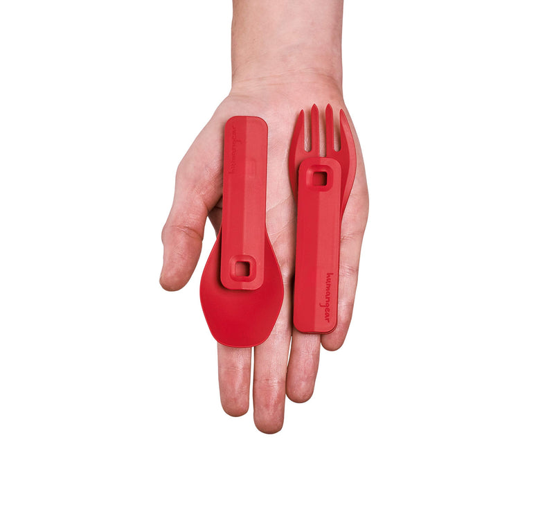 humangear GoBites Click Portable Silverware Utensils Camping Gear Accessories Kitchen Equipment for Cooking or Lunchbox, 1-Pack Red - BeesActive Australia
