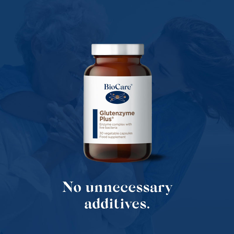 BioCare Glutenzyme Plus | Enzyme Complex with Live Bacteria | Food Supplement Suitable for Vegetarians and Vegans - 30 Capsules - BeesActive Australia