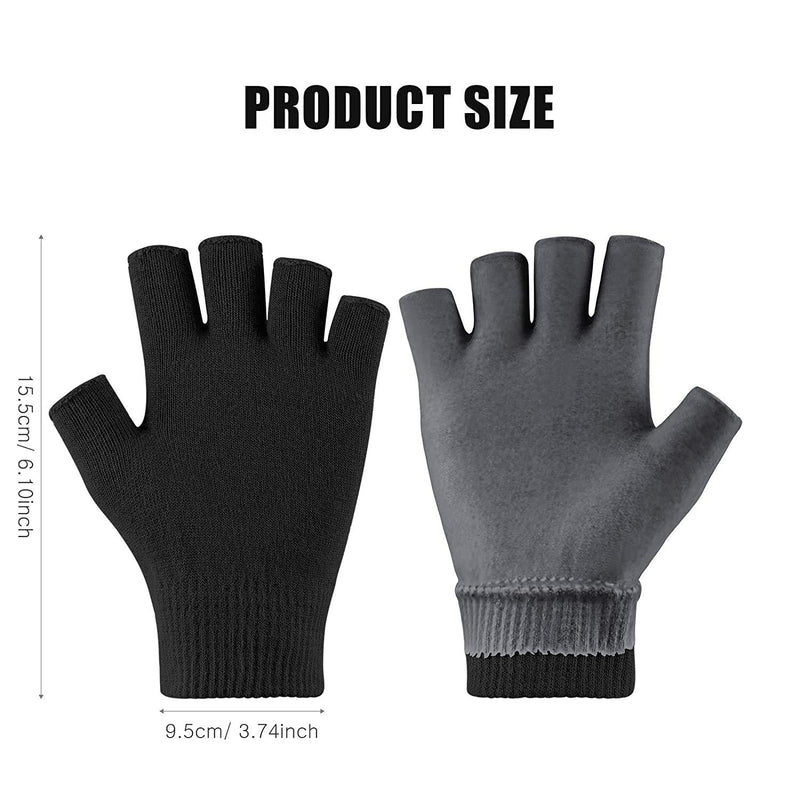 YOTURO Moisturizing Gloves-Fingerless Men's Gel Moisturizing Spa Gloves, Day Night Instantly Repair Eczema Dry Rough and Cracked Hands (Black) - BeesActive Australia