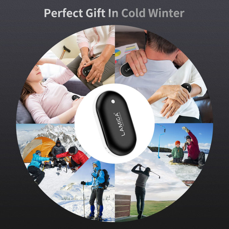LAMIGA Hand Warmers Rechargeable,Electric Hand Warmer Reusable,5200mAh Portable Powerbank,Hot Hand Pocket Heater for Outdoor Camping and Hunting,The Best Gift for Winter. Black - BeesActive Australia