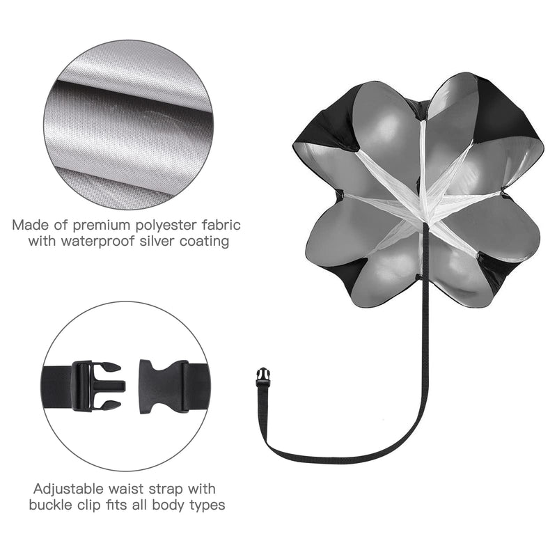 GIEMIT Running Speed Parachute,Speed Resistance Parachute with Adjustable Strap Black Training Parachute for Runner Speed Training and Acceleration Training 2 Umbrella - BeesActive Australia