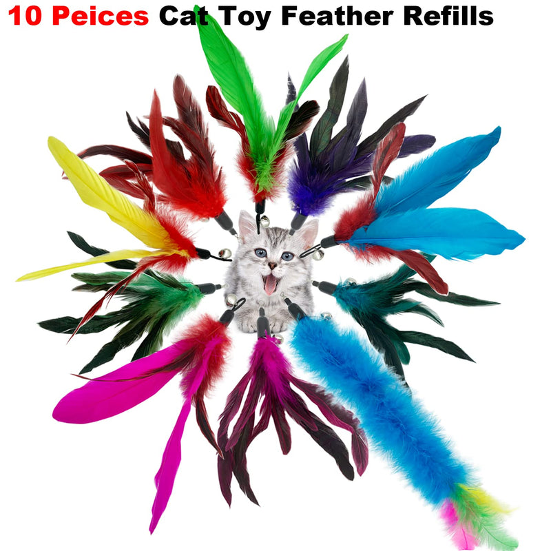 Cat Feather Toys Replacement Cat Toy Wand Refills, 10 Pieces Natural Feather Refills, Feather Replacement for Cat Wand A-10PCS Feather Refills - BeesActive Australia