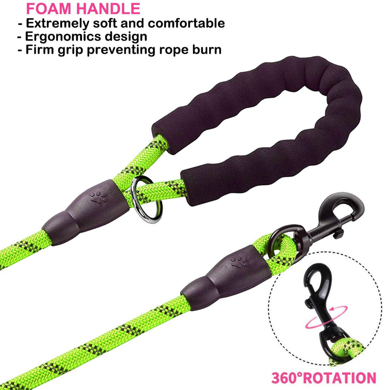 JSXD Dog Leash,5FT Heavy Duty Double Handle Dog Leash with Comfortable Padded and Reflective,Rope Dog Leashes for Small,Medium,Large Dogs Rope-Green - BeesActive Australia
