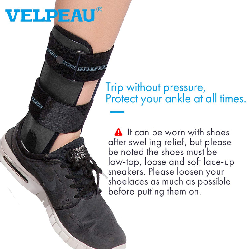 VELPEAU Ankle Brace - Stirrup Ankle Splint - Adjustable Rigid Stabilizer for Sprains, Tendonitis, Post-Op Cast Support and Injury Protection for Women and Men (Gel Pads, Small - Left Foot) Gel Pads-Left Foot Small (Pack of 1) - BeesActive Australia