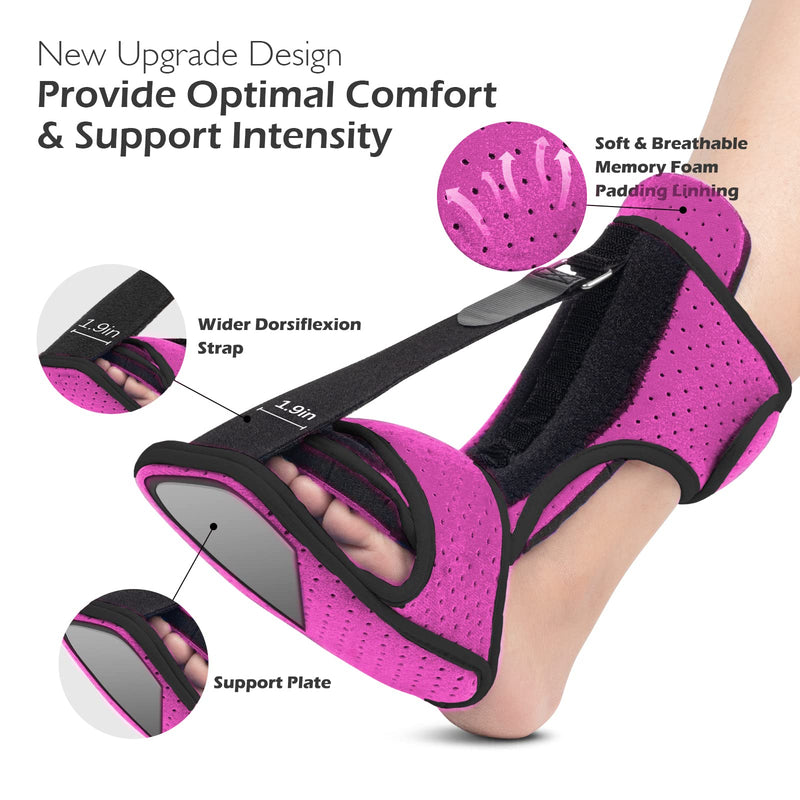 Lamaral Plantar Fasciitis Night Splint: Foot Brace with Massage Ball | Effective for Foot Pain Relief by Plantar Fasciitis Achilles Tendonitis Foot drop Flat Arch Heel Spur | Comfortable & Easy Use for Women Men Rose Red - BeesActive Australia