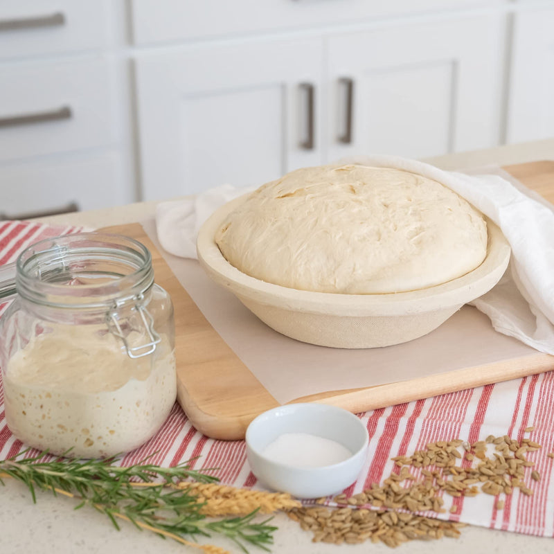 Bulka Banneton Bread Proofing Basket Spruce Wood Pulp Round 9" Waffle, Sourdough Bread Baking Supplies Brotform - Non-Stick Dough Proving Bowl, Gifts for Bakers making Artisan Loaves, Made in Germany. Waffle 1kg - BeesActive Australia