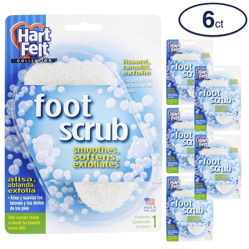 HartFelt, Foot Scrub Foot Sponge Exfoliating Skin Care Pad Made in USA Smooth Heals and Toes for Pedicure Feel, White, 6 Count - BeesActive Australia