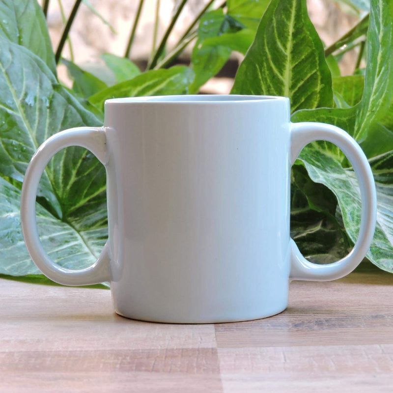 Dual Handle Mug | Two Handled Ceramic Drinking Mug for Secure Hold | 11.83 Fl. Oz. (350 Ml) - Blue - BeesActive Australia