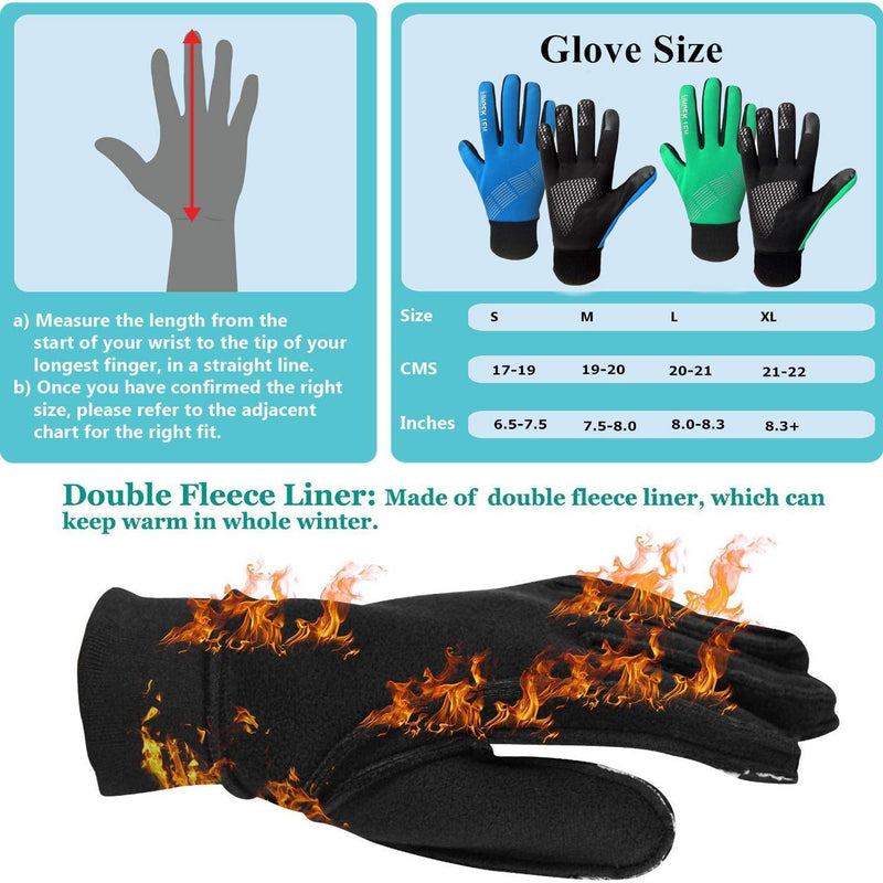 Winter Gloves Men Women Running Cycling Warm Touch Screen with Free Earband Pack Black X-Large - BeesActive Australia