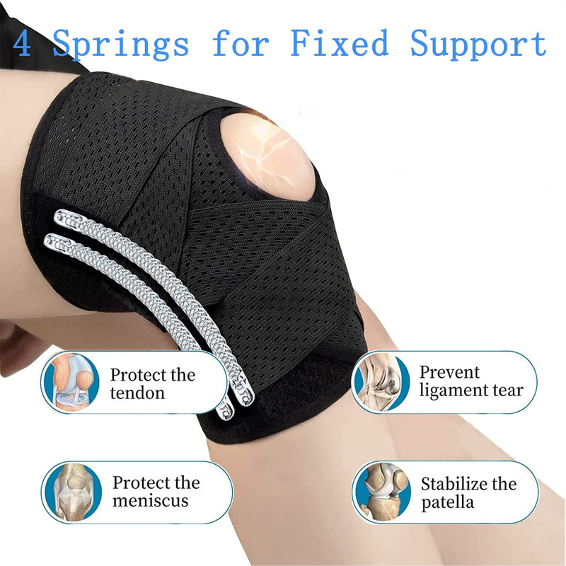 Knee Brace with Dual Side Stabilizers, Knee Support with Open Patella & Adjustable V-shape Fastening Straps,Medical Knee Pads for Men & Women for Meniscus Tear,ACL,Joint Pain Relief -1 PCS(Black,XXL) XXL Black - BeesActive Australia