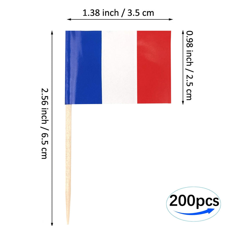 JBCD France Toothpick Flag French Mini Small Cupcake Topper Flags (200 pcs) - BeesActive Australia