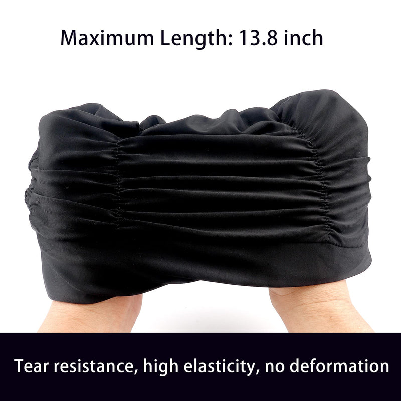 WooWill Swim Caps for Women Swimming, Colorful Printed Swimming Cap for Women Large Lycra Nylon Cloth Swim Cap 14 Style Pleated Elastic Bathing Cap for Long Hair & Thick Curly Hair 12 Bright Black - BeesActive Australia