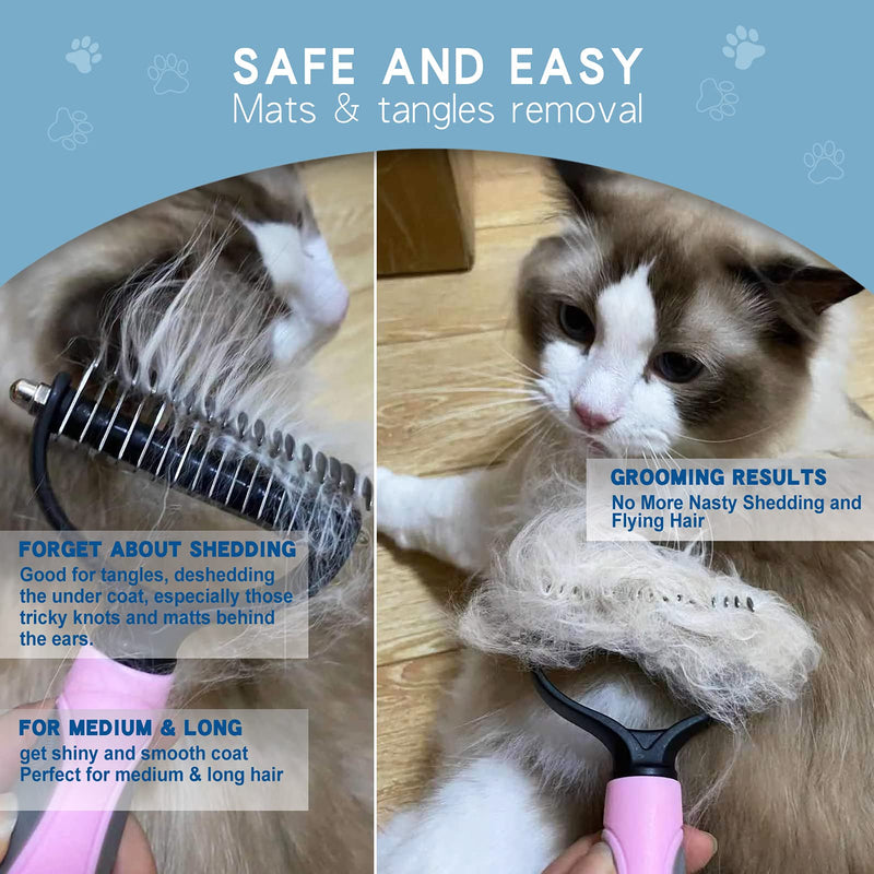 GOESWELL Pet Deshedding Brush - Undercoat Rake for Dogs & Cats - Double Sided Brush for Shedding and Dematting Comb Grooming Tool kit - Nail Clippers & Nail File Blue(3 Pack) - BeesActive Australia