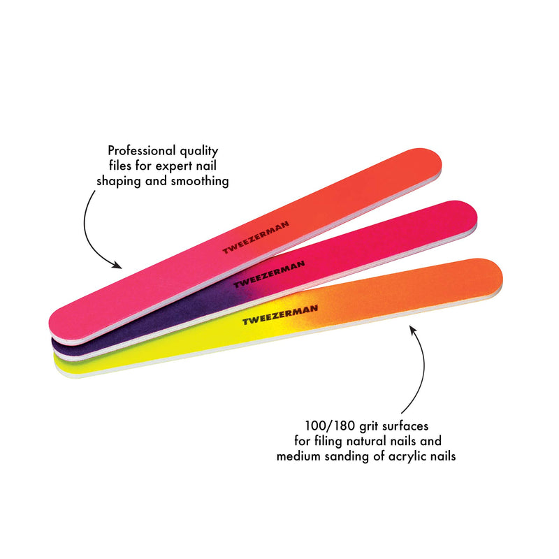 Tweezerman Piece Neon Hot Nail Files, Assorted 3 Count - BeesActive Australia