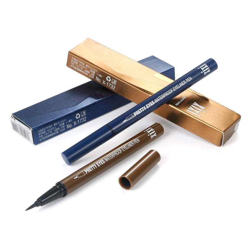 Vtrem 2 Pack Eyeliner Pencil Navy Blue / Light Brown Waterproof Liquid Eye Liner Pen Smudge Proof Slim Eyeliner Makeup Tools Long Lasting All Day Navy Blue/Light Brown Eyeliner Pencil - BeesActive Australia