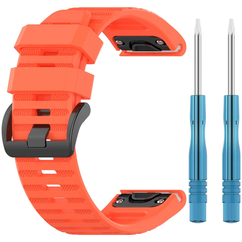 Fit for Garmin Fenix 6X Watch Band, Fenix 5X Plus Bands for Women Men, 26mm Quickfit Silicone Replacement Bands Straps Wristbands Fit for Garmin Fenix 5X/6X /Fenix 3HR/Descent MK1 Coral Red - BeesActive Australia