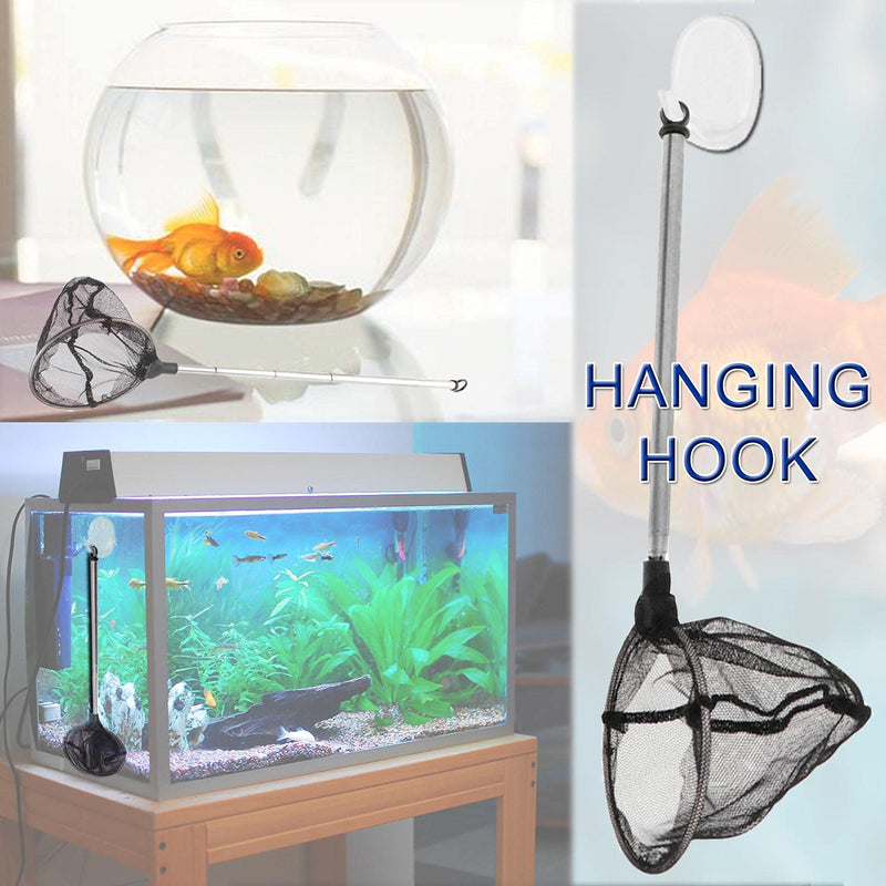 JONMON Fish Net Aquarium - Small Round Fine Mesh Shrimp Fish Catch Skimming Net with Telescoping Long Extendable Handle Aquarium Fish Tank Accessories for Cleaning Tanks Pond Leaves and Debris - BeesActive Australia