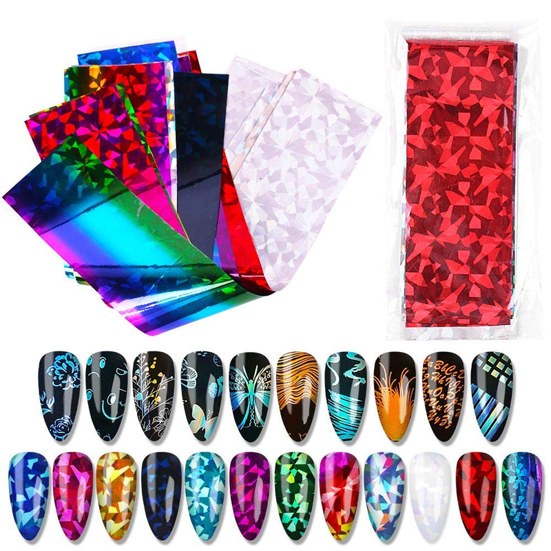 DouborQ 22 Sheets Holographic Nail Foil Transfer Stickers Butterfly Starry Sky design Laser Gradient Nail Decals for DIY Nail Art Manicure Decoration (Multicolor) Multicolor - BeesActive Australia