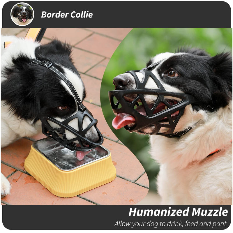 Dog Muzzle, Soft Basket Muzzle for Medium Large Sized Dog Labrador Golden German Shepherd Australian Shepherds, Dog Mouth Guard for Biting Chewing Scavenging, Allow Drinking and Eating XL(Snout 11.5-14.25") Black - BeesActive Australia