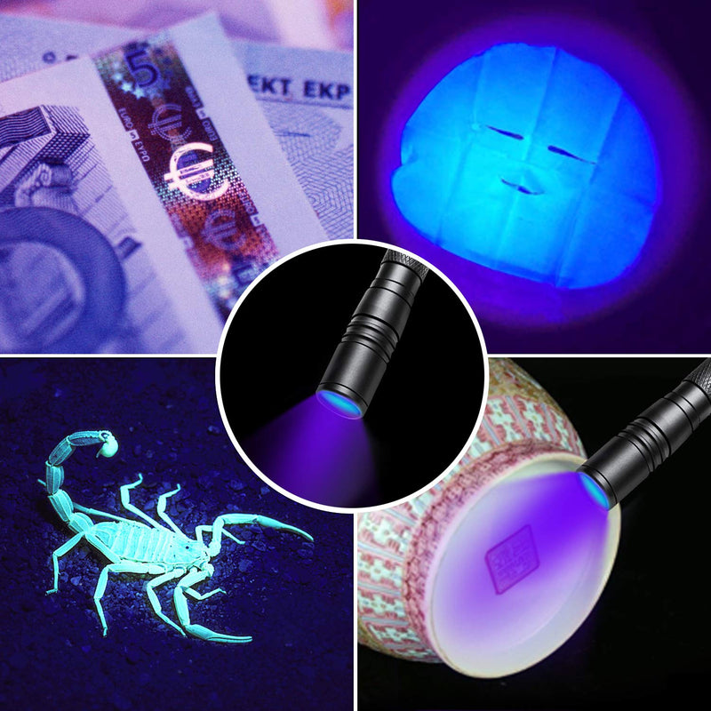 UV Flashlight, LED 395nm Ultraviolet Flashlight, Zoomable Pen Blacklight Flashlight IP54 Waterproof Detector for Pet Urine, Cat Dog Stains, Bed Bug, Household Wardrobe Toilet - BeesActive Australia