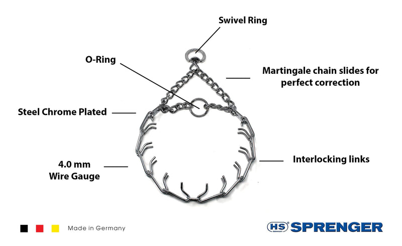 Herm Sprenger Prong Dog Training Collar Ultra-Plus Chrome Plated Steel Pet Pinch Collar No-Pull Collar for Dogs Anti Pull Training Collar Made in Germany 4mm x 25in Large - BeesActive Australia