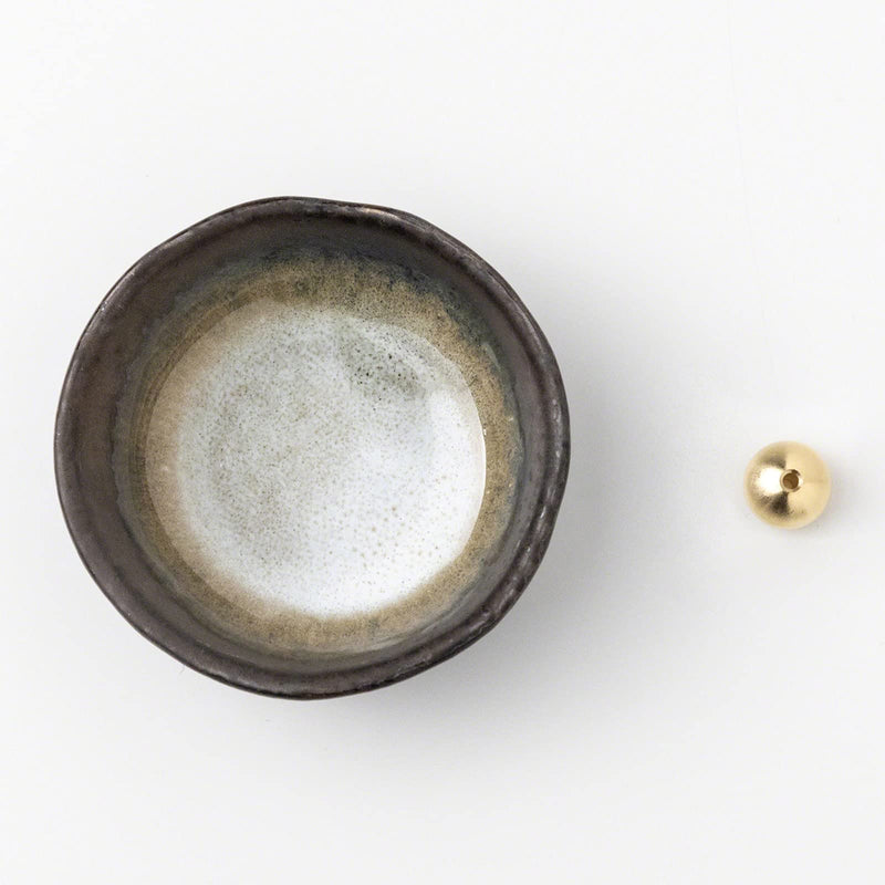 Asayu Japan Small Mini Incense Holder for Sticks 3.3 inch (83mm), Made in Japan Ceramic Ash Catcher & Brass Incense Burner Set for Relaxation, Decor - Small Zen Incense Holder - BeesActive Australia