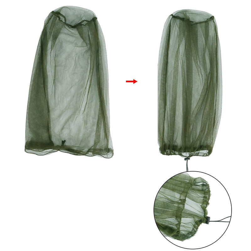 2 Pack Mosquito Head Net Midge Net Head Cover for Outdoor Hiking Fishing Camping Green and Black Green, Black - BeesActive Australia