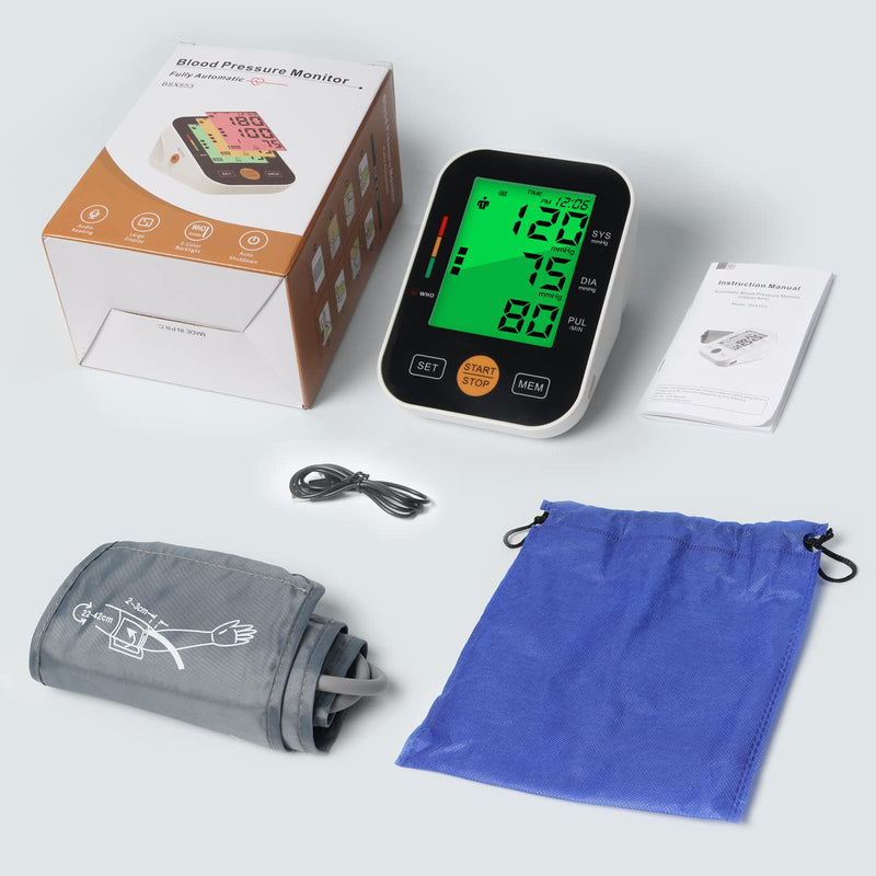 Blood Pressure Monitors Upper Arm,PANACARE Automatic Blood Pressure Machine 4.2'' Large Display with Backlight/Arrhythmia/Adjustable Large Cuff 22-42cm/ 2 Users,Accurate Digital Blood Pressure Monitor A-black - BeesActive Australia