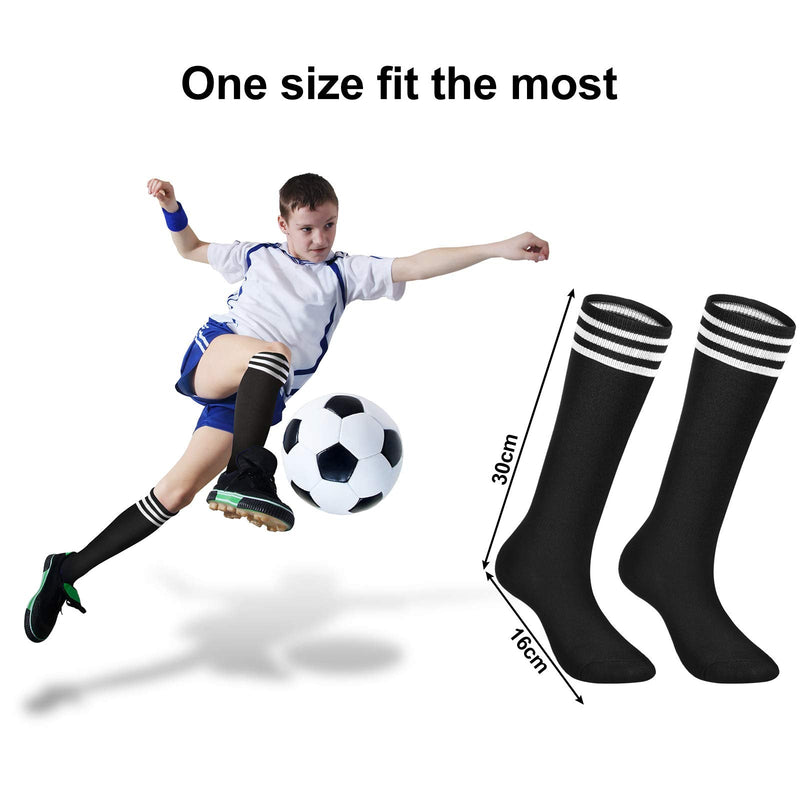 12 Pairs Soccer Socks High Tube Knee Football Socks for Youth Adults Black - BeesActive Australia