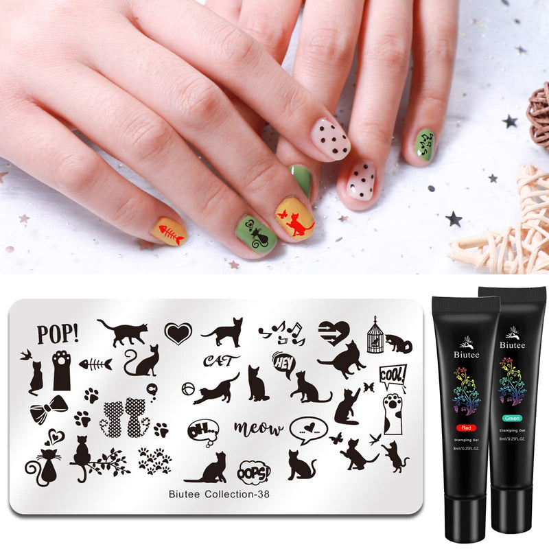 Biutee Nail Stamping Plates 5PCS Nail Stamping Polish Gel 8PCS Nail Stamper Set 1 Double Head Stampers with Scrapers Nail Art Stamping Kit Leaves Flowers Animal Template Image Plate… - BeesActive Australia