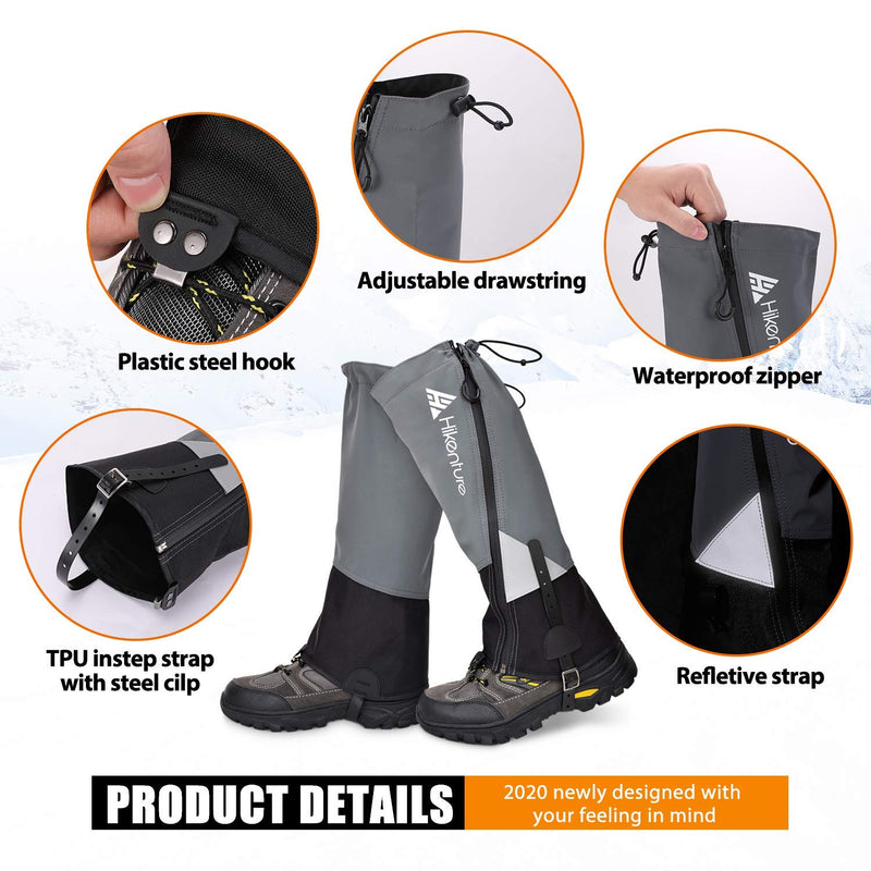 Hikenture Leg Gaiters(Size M) and Ice Cleats Crampons(Size M), Anti-Tear Hiking Gaiters and 19 Spikes Shoe Ice & Snow Grips, Shoe Gaiters & Microspikes for Hiking, Fishing, Walking, Mountaineering - BeesActive Australia