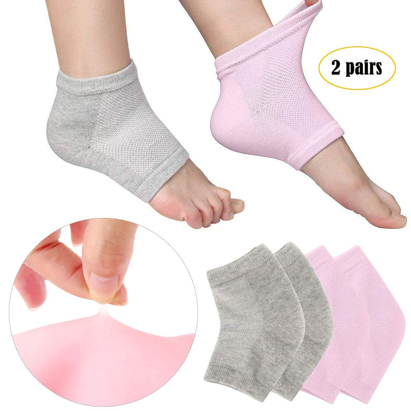 Codream Vented Moisturizing Socks Lotion Gel for Dry Cracked Heels, Spa Gel Socks Humectant Moisturizer Heel Balm Foot Treatment Care Heel Softener Compression 2 Pairs Pink&Grey - BeesActive Australia